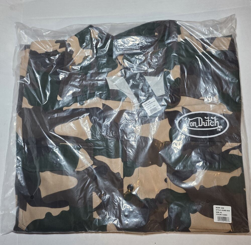 Von Dutch Classic Mechanic Button Shirt - Camo. Size Xl